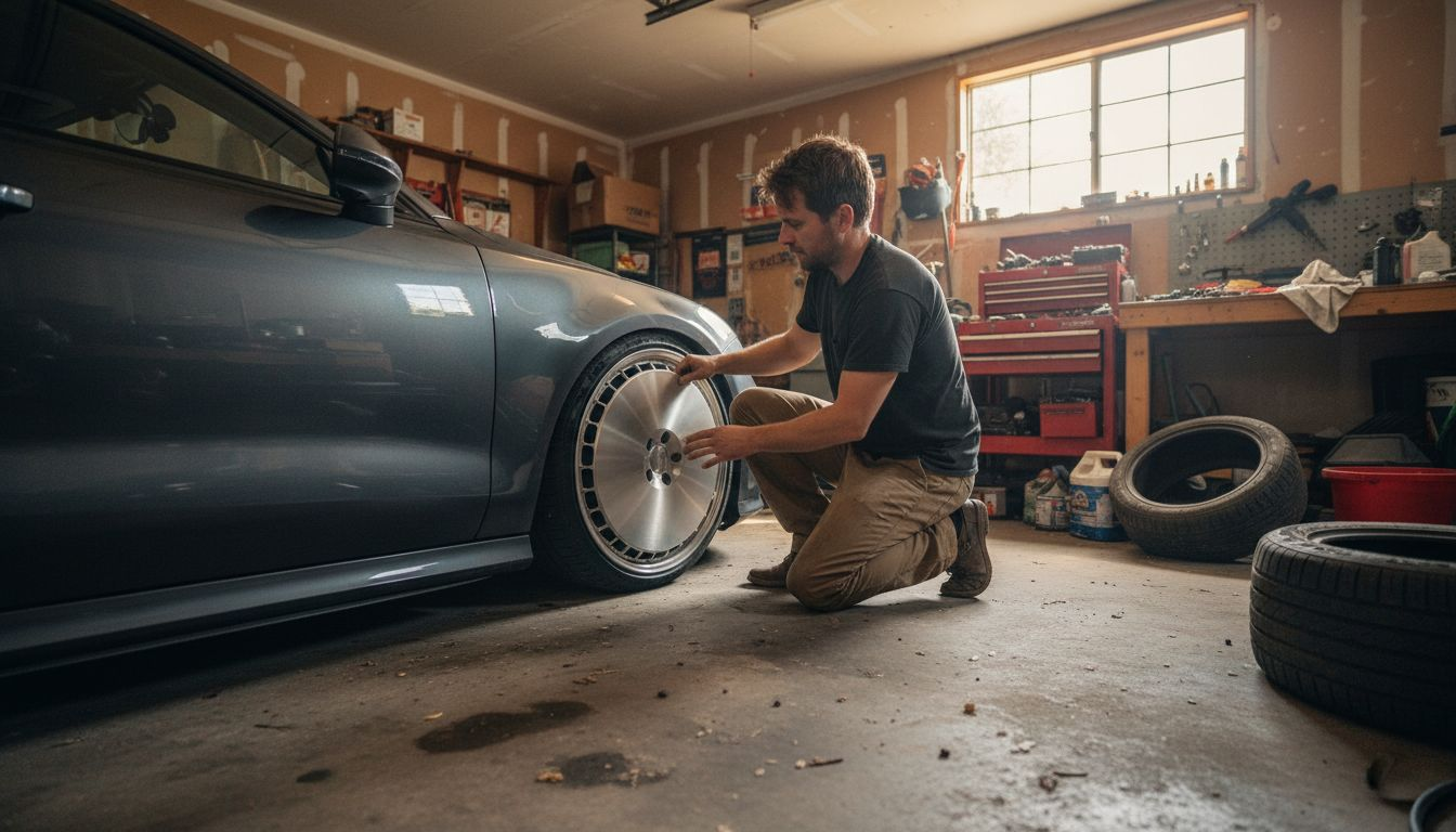 Enthusiast installs aerodisc wheel in garage