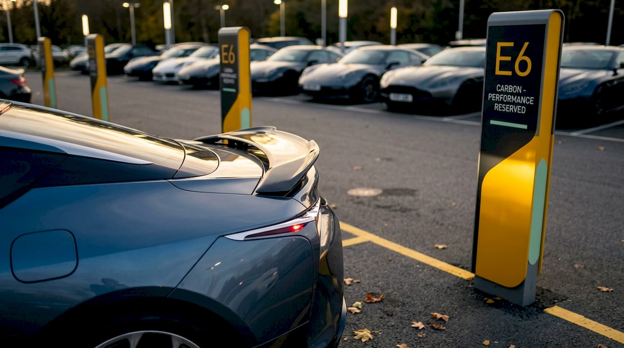 Lexus LC500 with custom spoiler at dusk