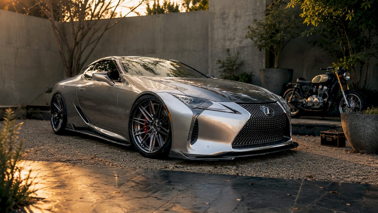 Lexus LC500 with front splitter and side skirts