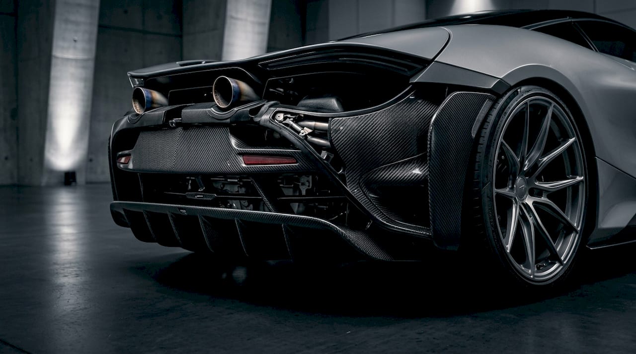 McLaren 720S exhaust close-up with forged wheel