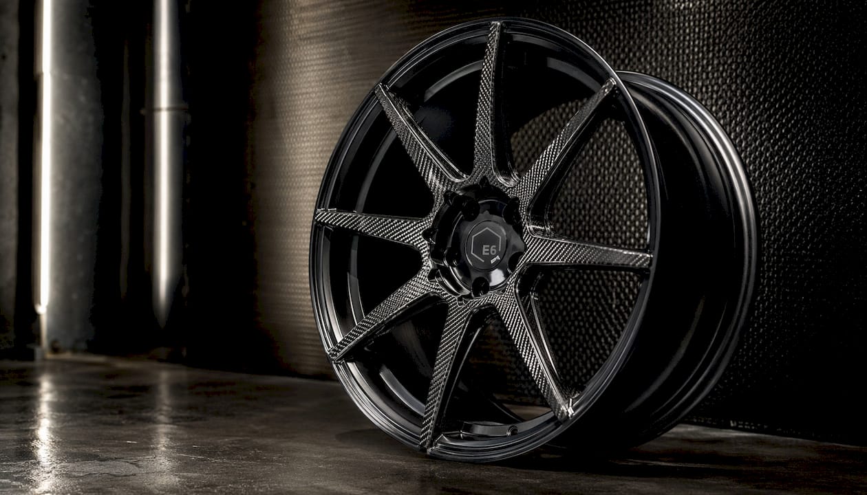 Close-up of carbon fiber McLaren forged wheel