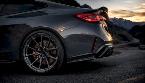 Close-up forged wheel with carbon fiber on McLaren 720S