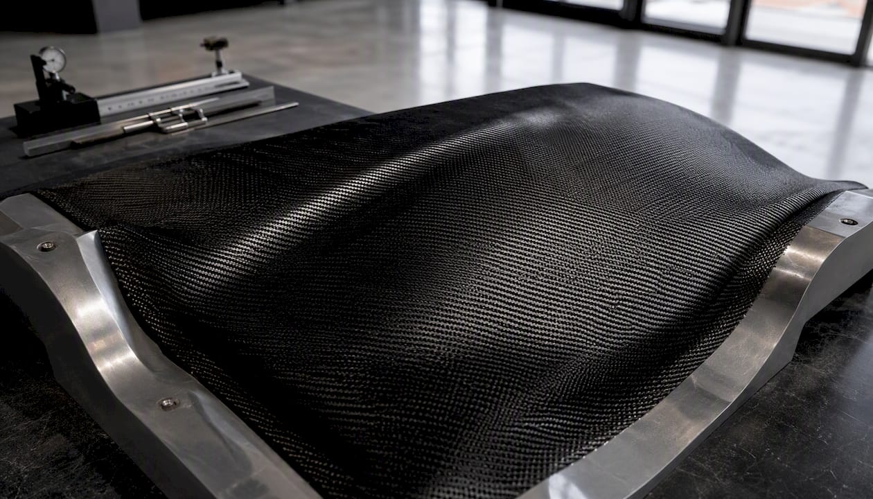 Close-up of 2x2 twill carbon fiber fabric texture