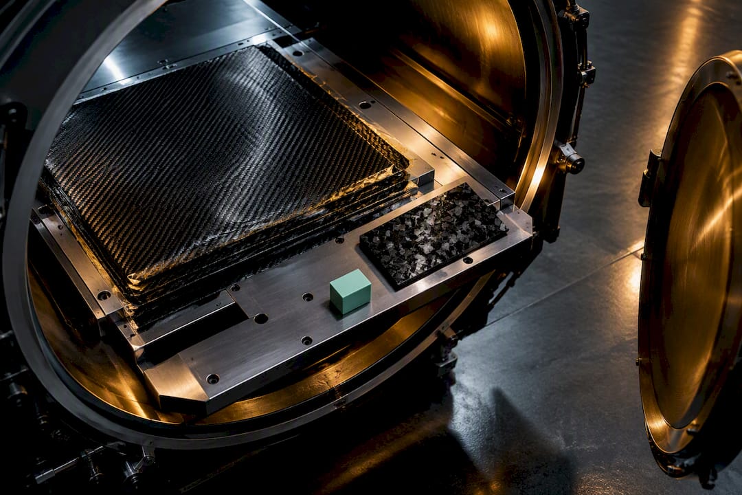 Carbon laminates inside an autoclave chamber