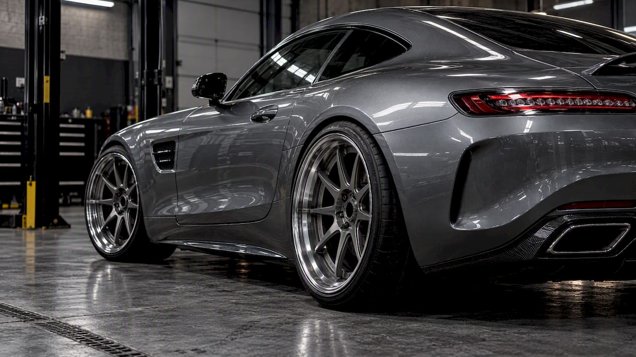 AMG GT with staggered forged wheel fitment